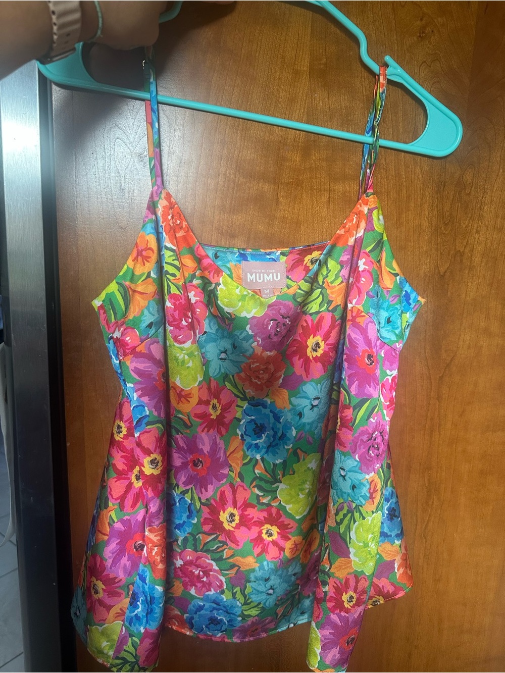 Show Me Your MuMu Floral Spaghetti-Strap Tank Top - Pink, Blue, Green, Orange